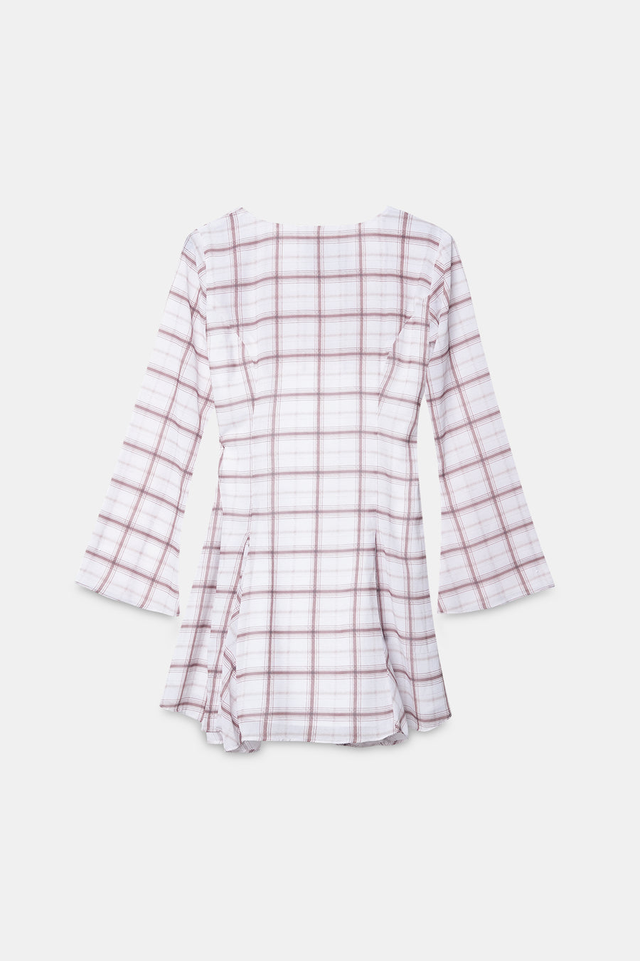 Long-Sleeve Checkered Mini Dress
