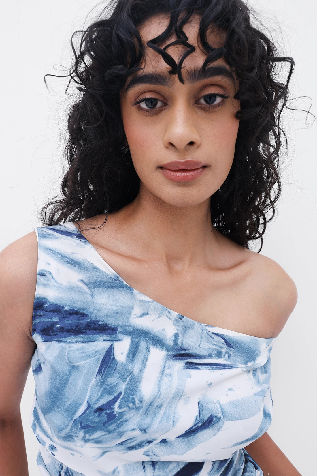 Marble Print Drop-Shoulder Top