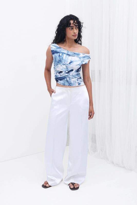 Marble Print Drop-Shoulder Top
