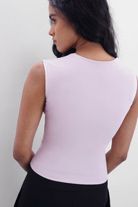 Marshmallow Polyamide Square Neck Top