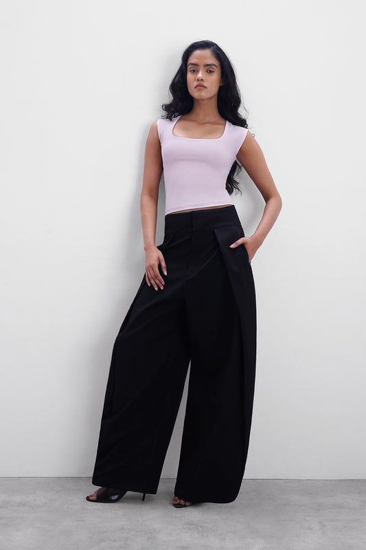 Marshmallow Polyamide Square Neck Top