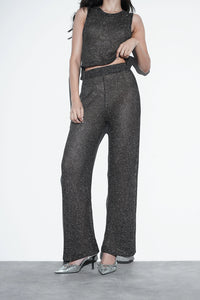 Metallic Knit Co-ord Set – Black