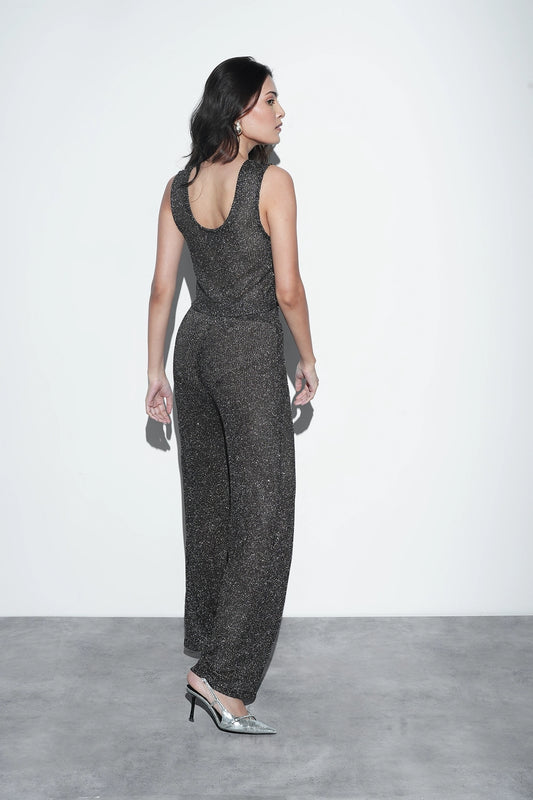 Metallic Knit Co-ord Set – Black