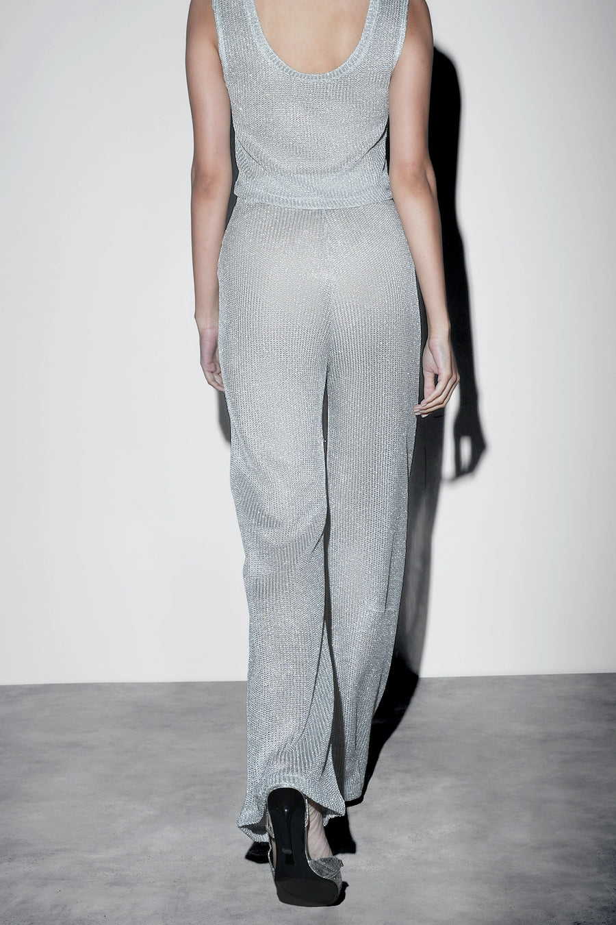 Metallic Knit Co-ord Set – Silver