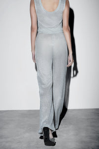 Metallic Knit Co-ord Set – Silver