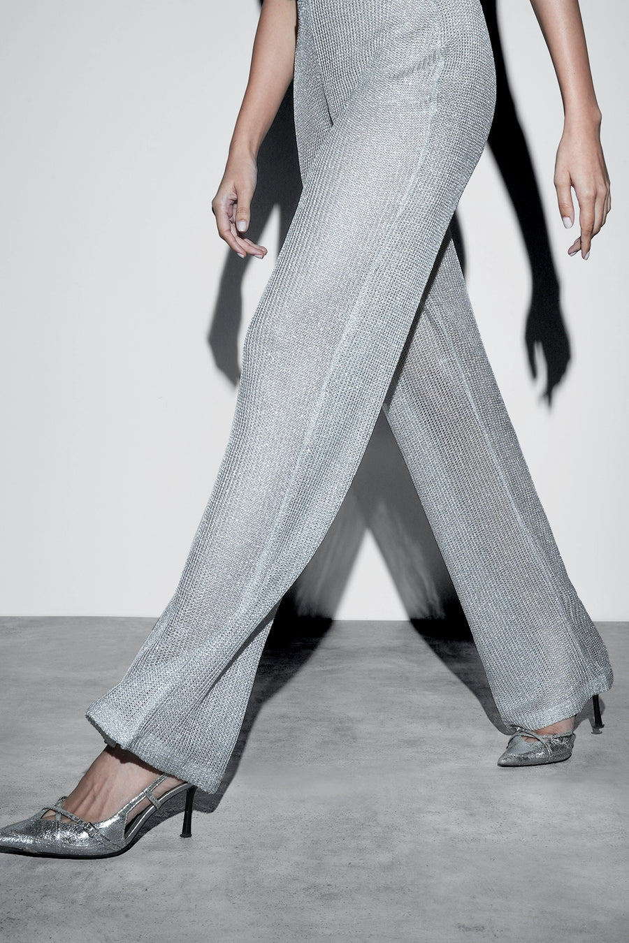 Metallic Knit Co-ord Set – Silver