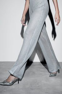 Metallic Knit Co-ord Set – Silver