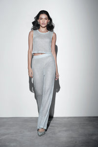 Metallic Knit Co-ord Set – Silver