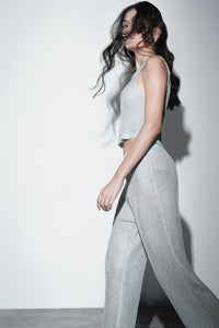 Metallic Knit Co-ord Set – Silver