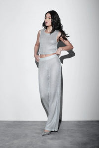 Metallic Knit Co-ord Set – Silver