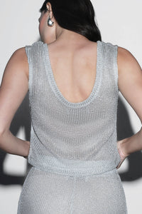 Metallic Knit Co-ord Set – Silver