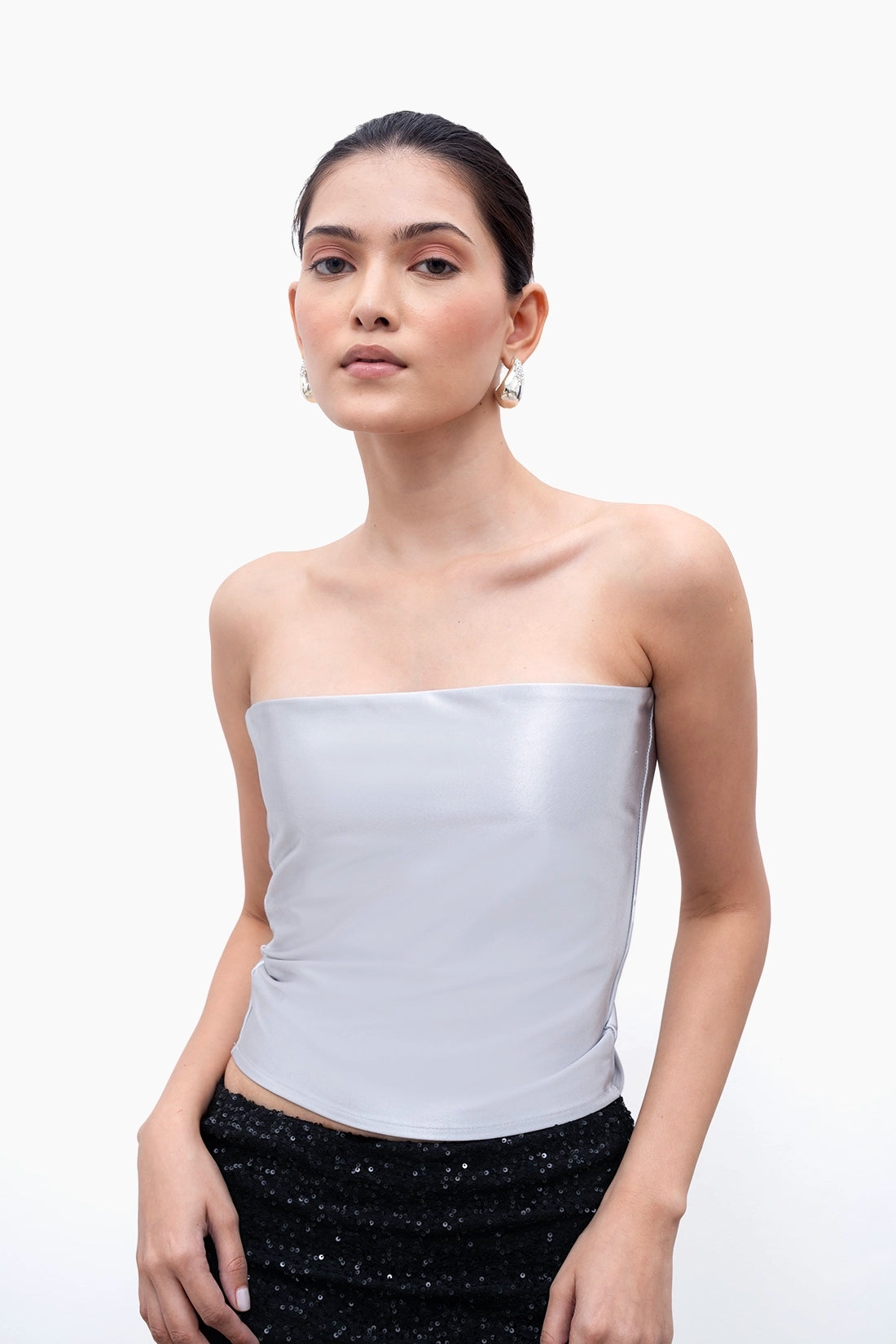 Metallic Silver Tube Top