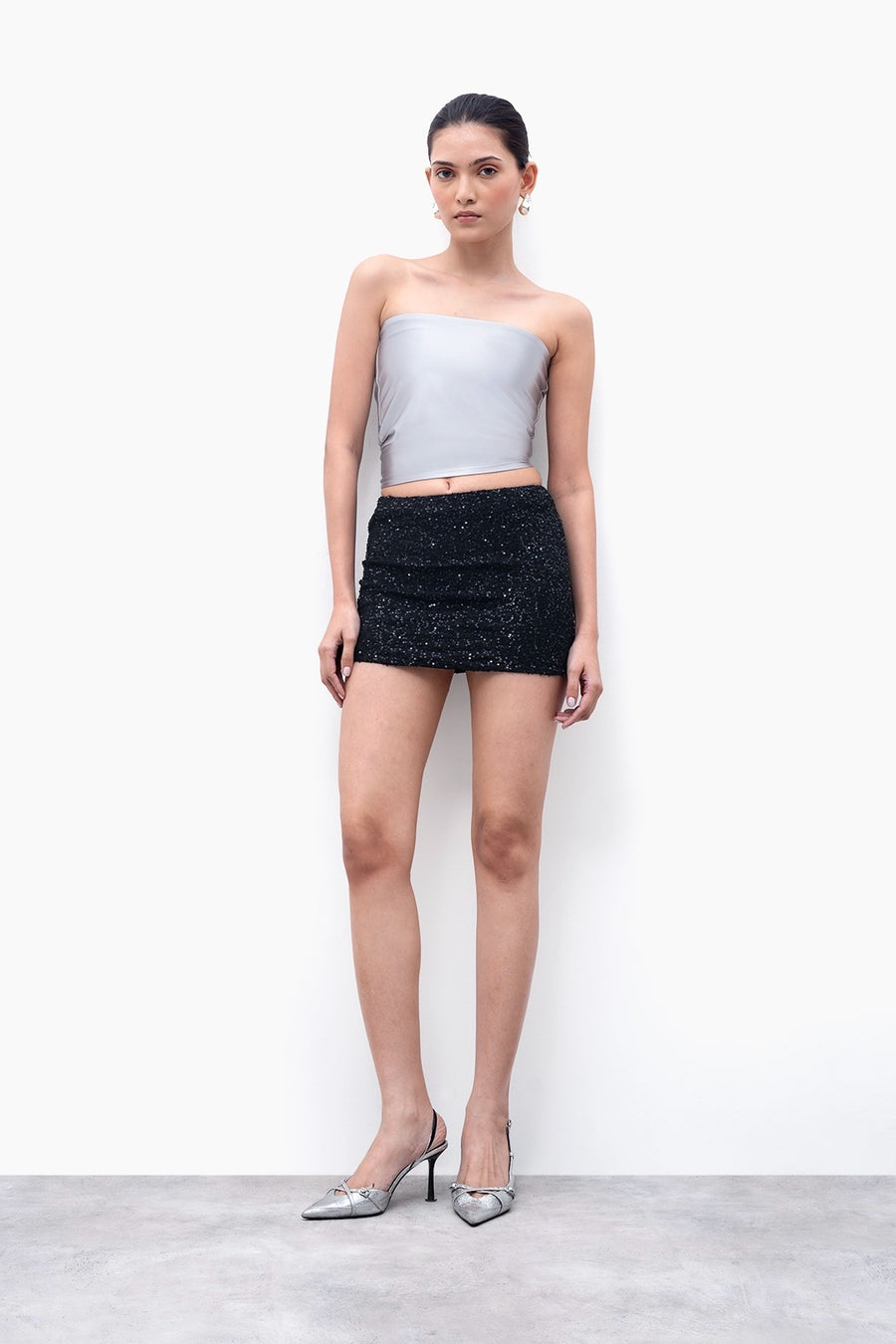 Metallic Silver Tube Top
