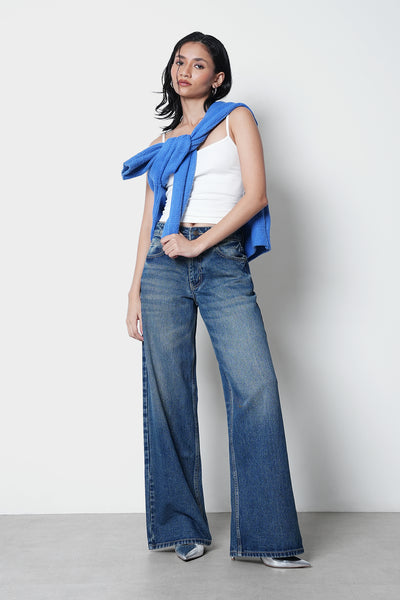 Mid-Rise Tinted Straight Jeans