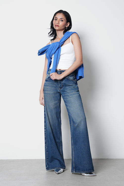 Mid-Rise Tinted Straight Jeans
