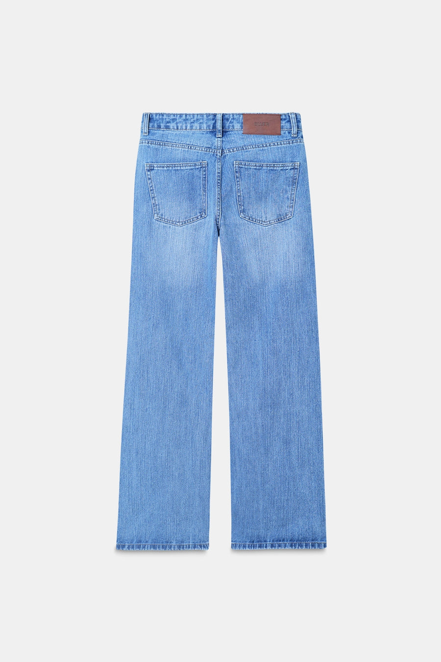 Mid-Wash Slubbed Straight Jeans
