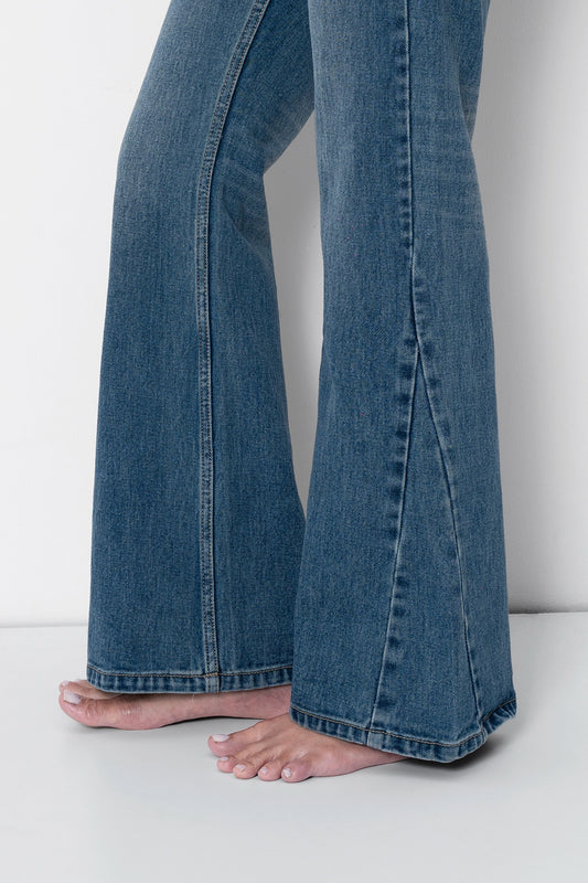 Mid Blue High-Rise Bootcut Jeans