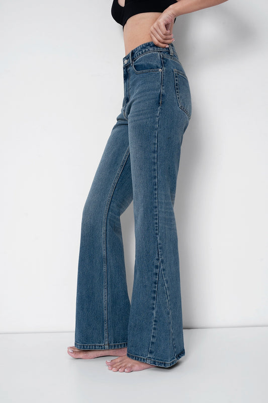 Mid Blue High-Rise Bootcut Jeans