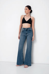 Mid Blue High-Rise Bootcut Jeans