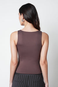 Mocha Taupe Polyamide Tank Top