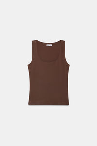 Mocha Taupe Polyamide Tank Top