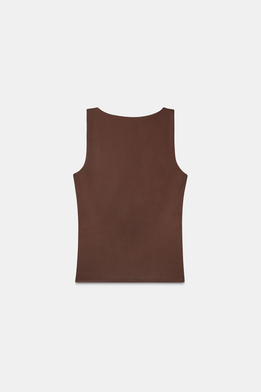 Mocha Taupe Polyamide Tank Top