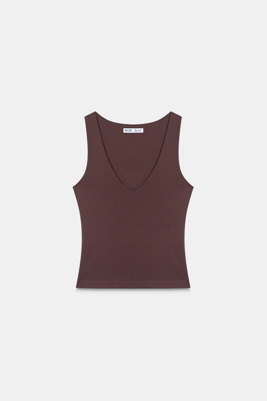 Mocha V-Neck Polyamide Top