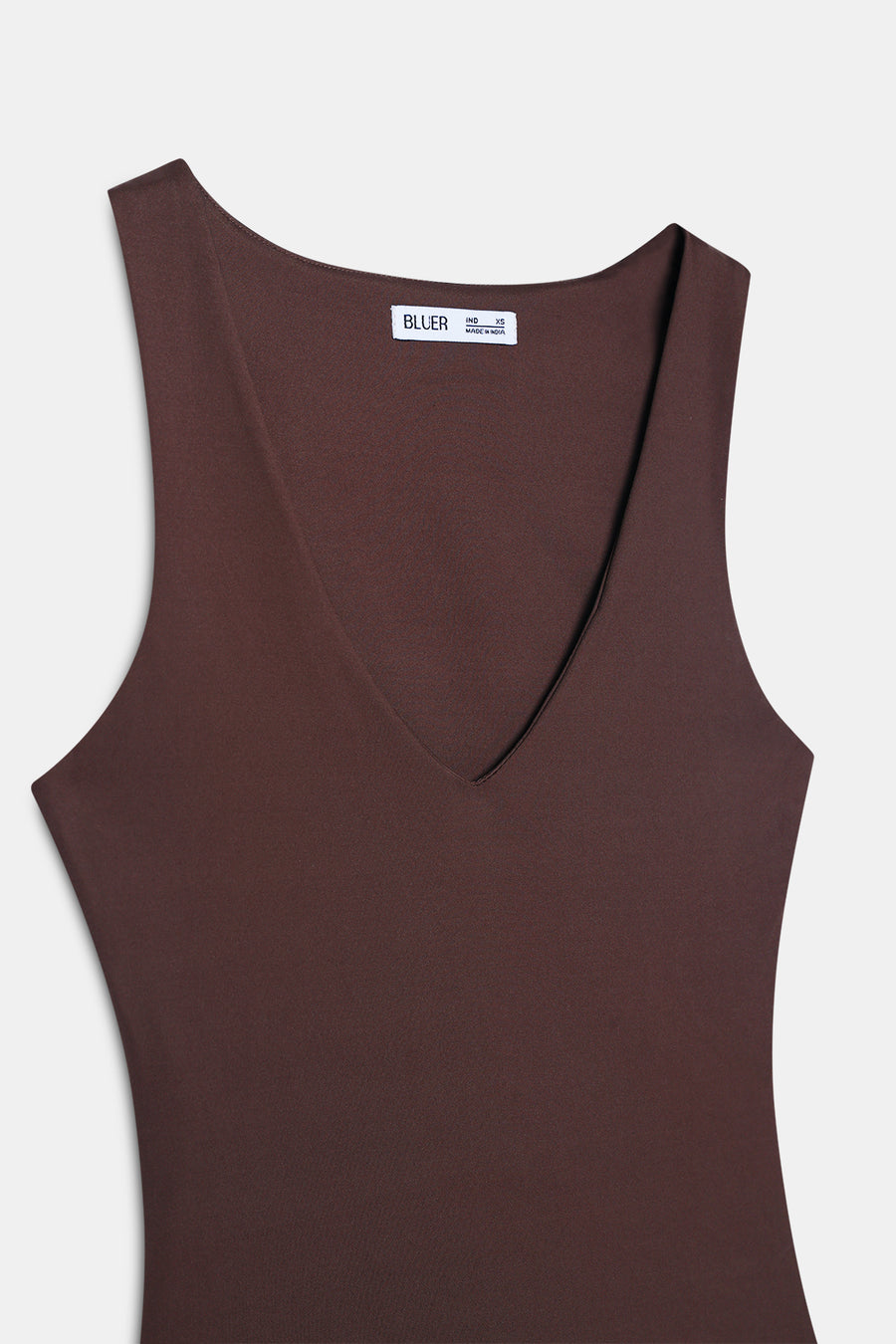 Mocha V-Neck Polyamide Top