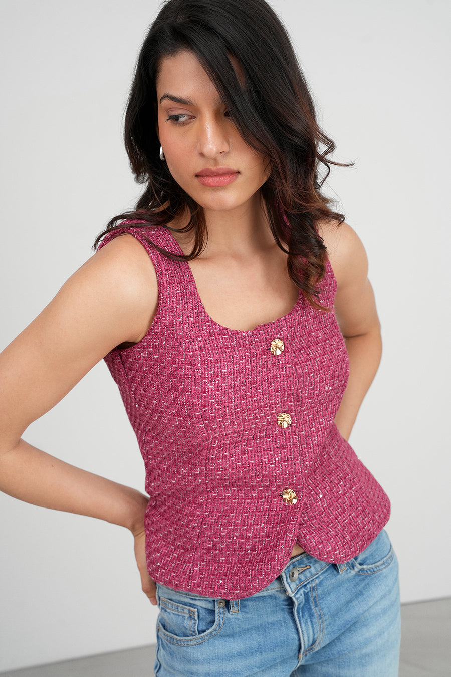 Mulberry Tailored Tweed Top