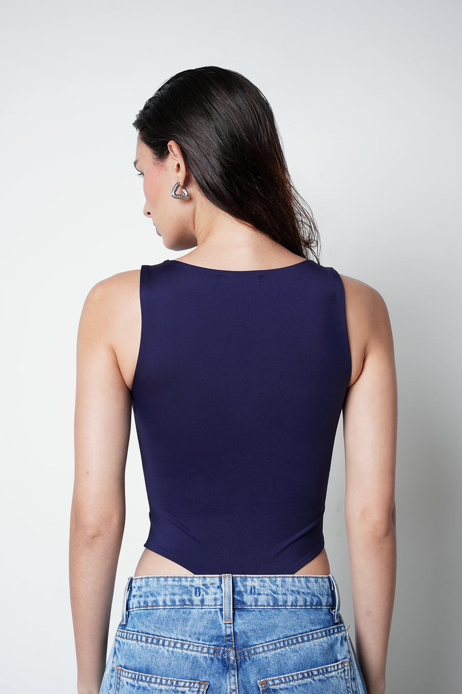 Navy Blue Polyamide Bodysuit