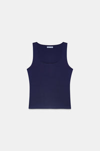 Navy Blue Polyamide Tank Top