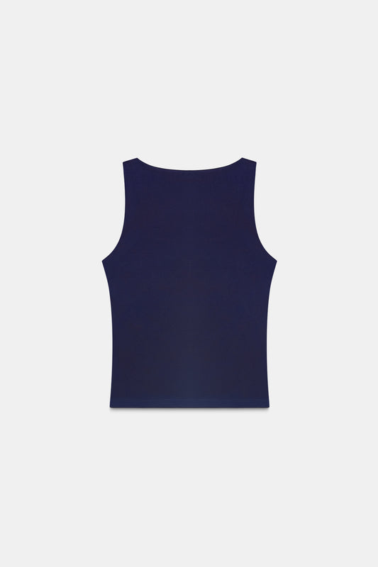 Navy Blue Polyamide Tank Top