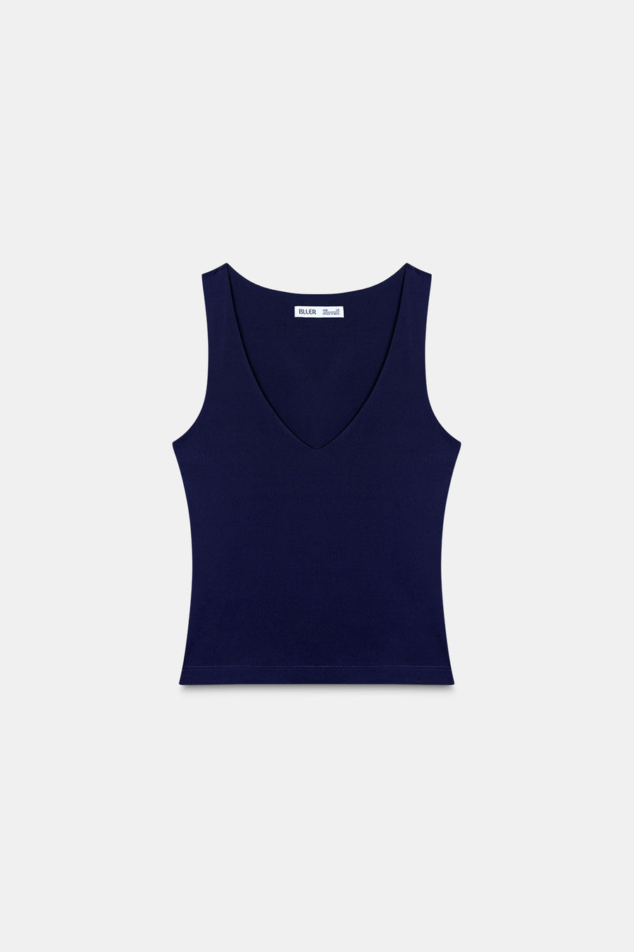 Navy V-Neck Polyamide Top