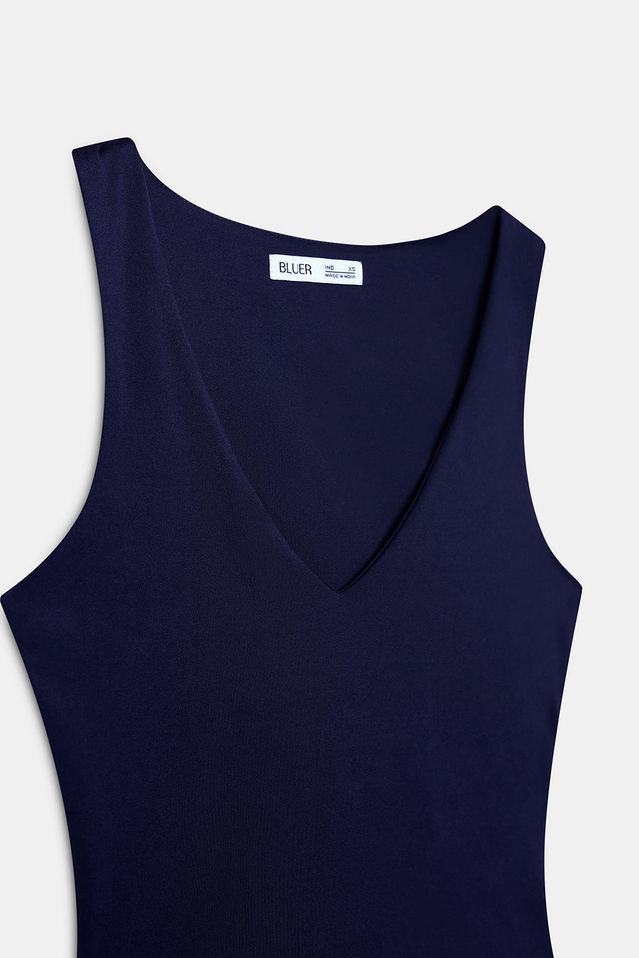 Navy V-Neck Polyamide Top