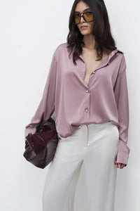 Old Rose Oversized Satin Shirt