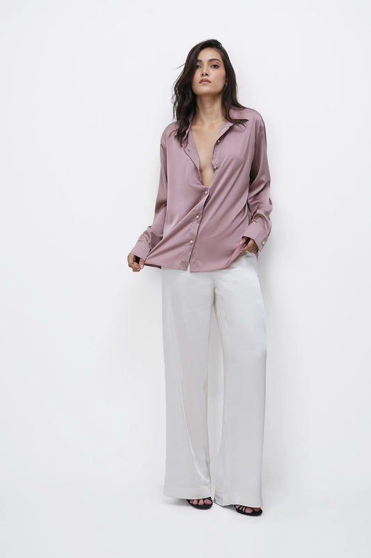 Old Rose Oversized Satin Shirt