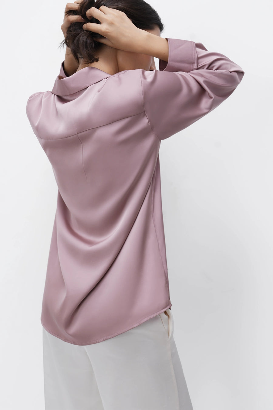 Old Rose Oversized Satin Shirt