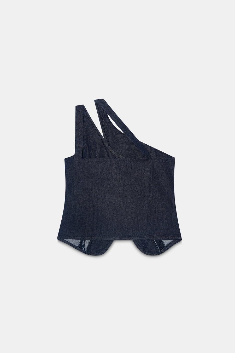 One-Shoulder Buttoned Denim Top