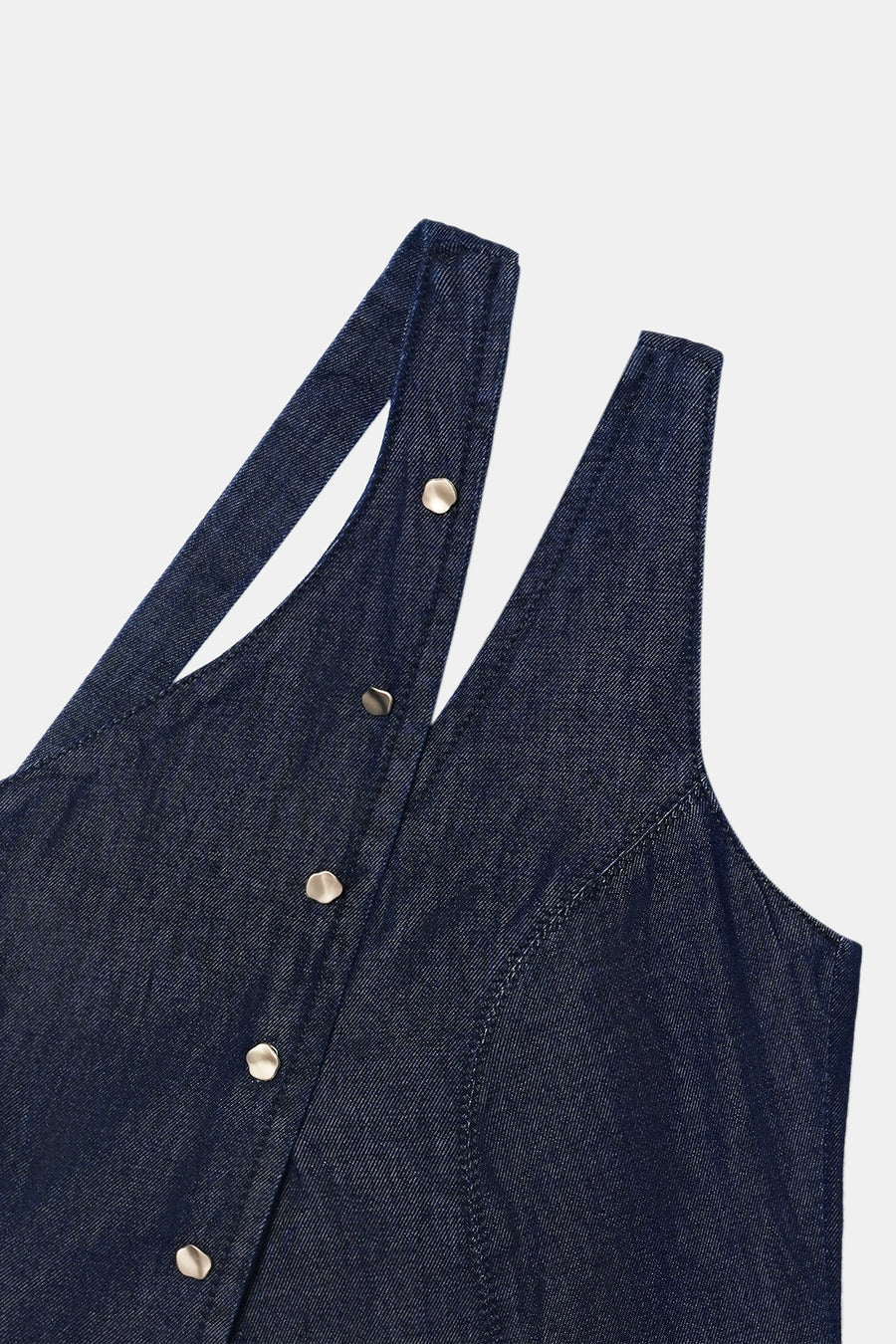 One-Shoulder Buttoned Denim Top