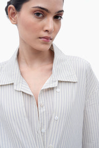 Oversized Double-Placket Striped Shirt