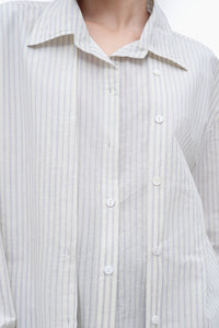 Oversized Double-Placket Striped Shirt