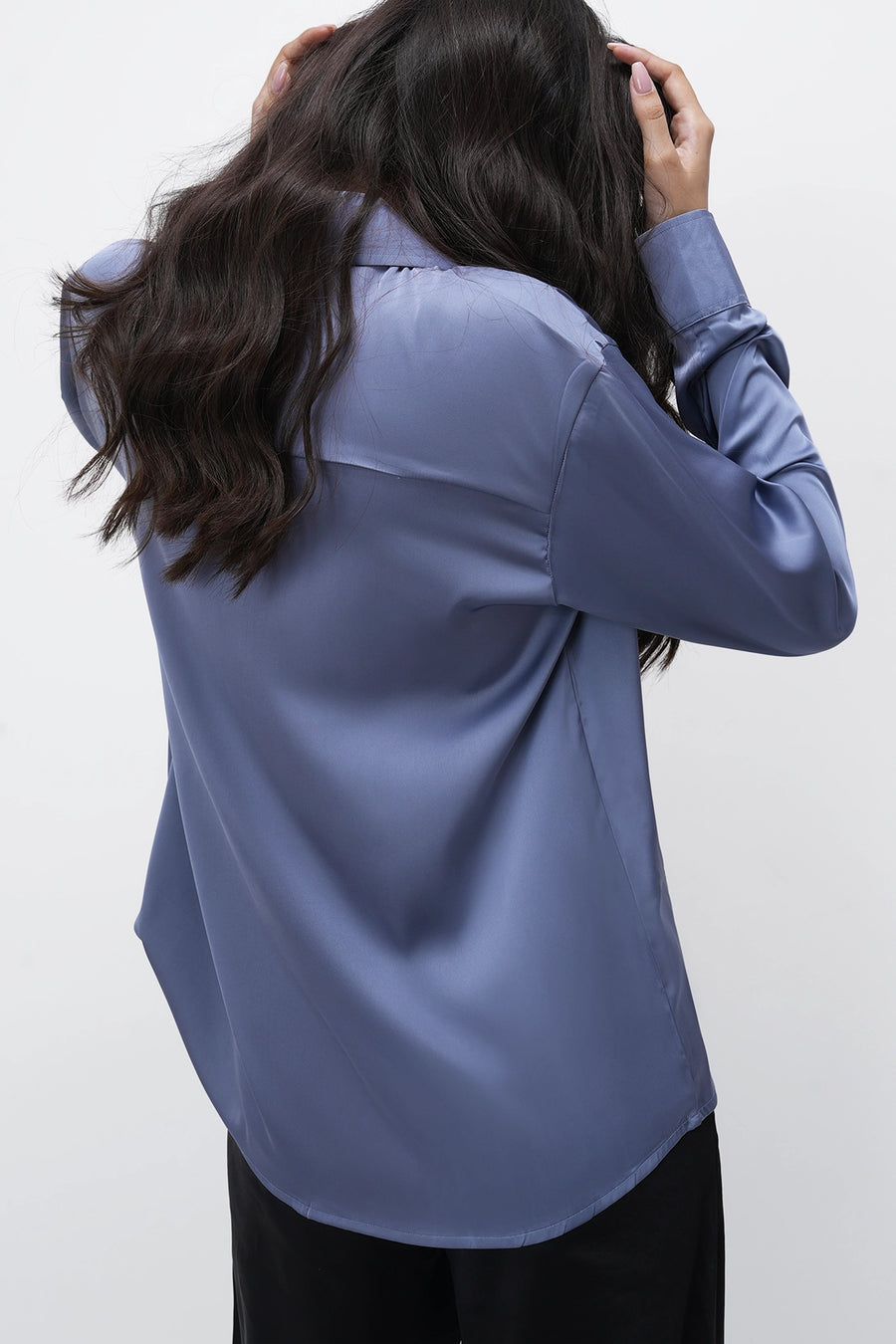 Periwinkle Oversized Satin Shirt
