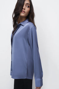 Periwinkle Oversized Satin Shirt