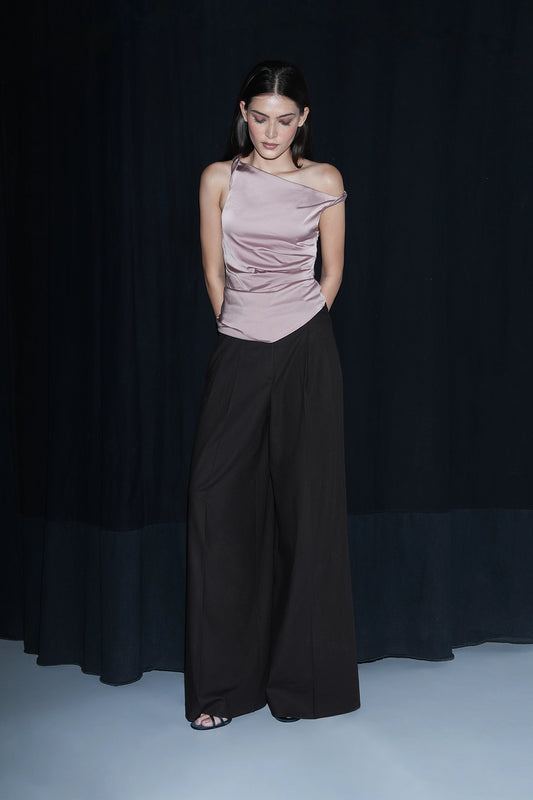 Pink Off-Shoulder Satin Top