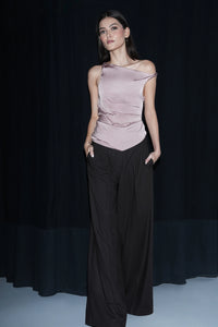 Pink Off-Shoulder Satin Top