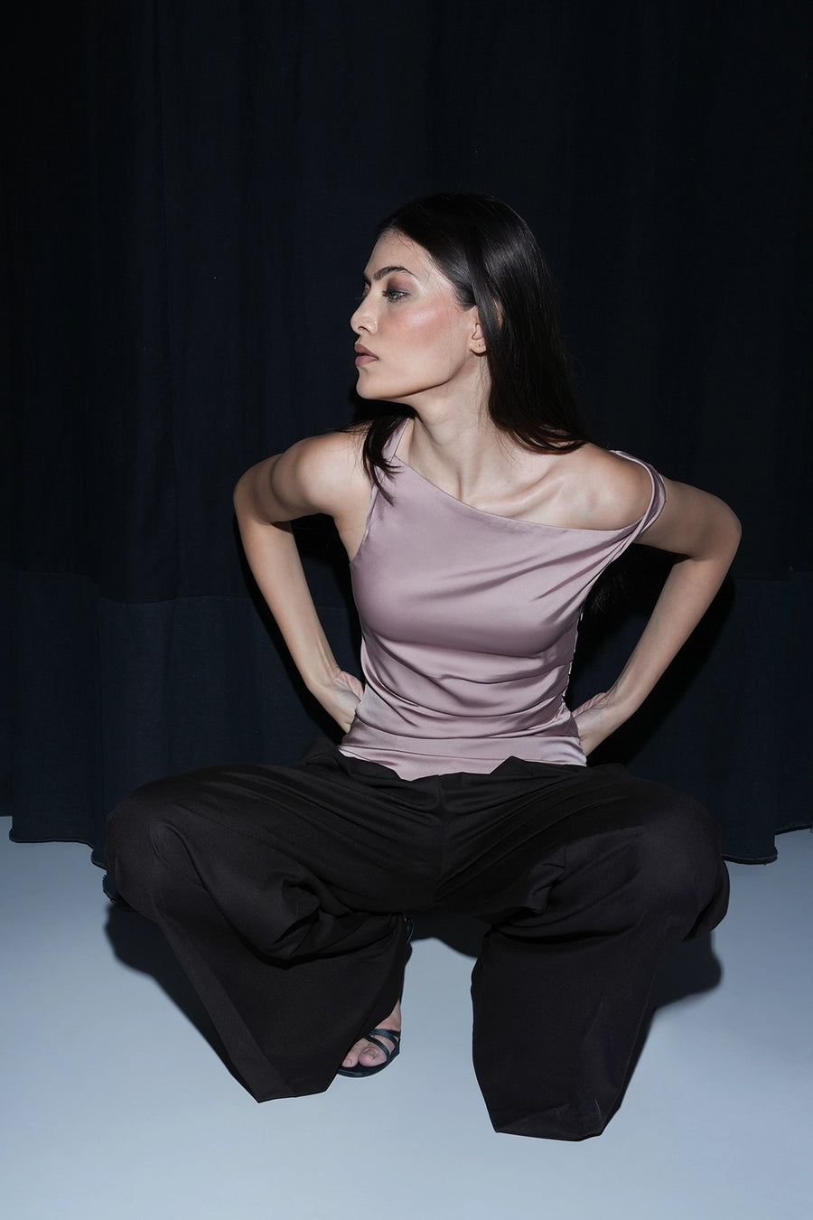 Pink Off-Shoulder Satin Top