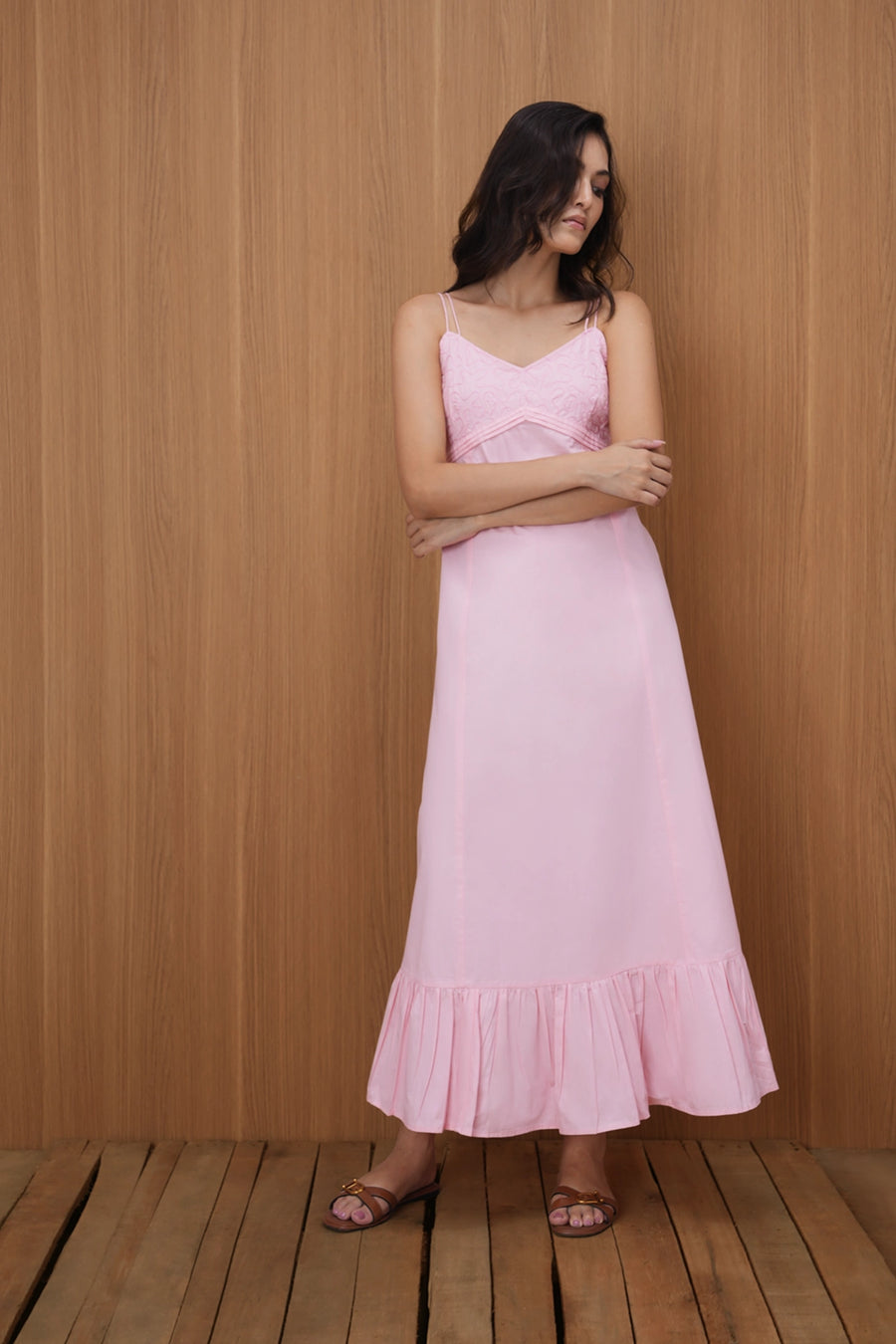 Pink Panelled Maxi Dress