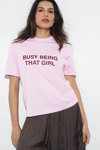 Pink Short Sleeve Slogan T-Shirt