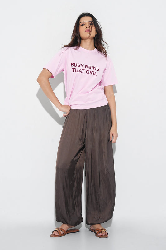 Pink Short Sleeve Slogan T-Shirt