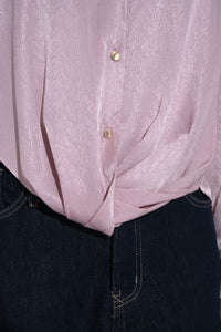 Pink Textured Satin Knot Shirt
